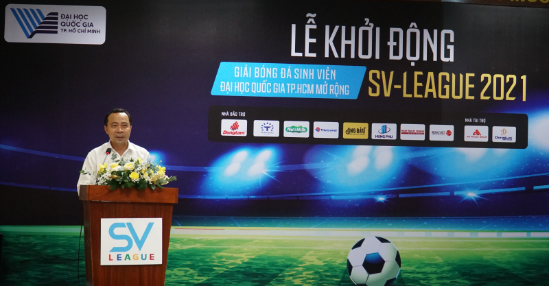 PGS.TS Vũ Hải Quân - Giám đốc ĐHQG-HCM, Trưởng Ban chỉ đạo giải SV-League 2021 phát biểu khởi động mùa giải.