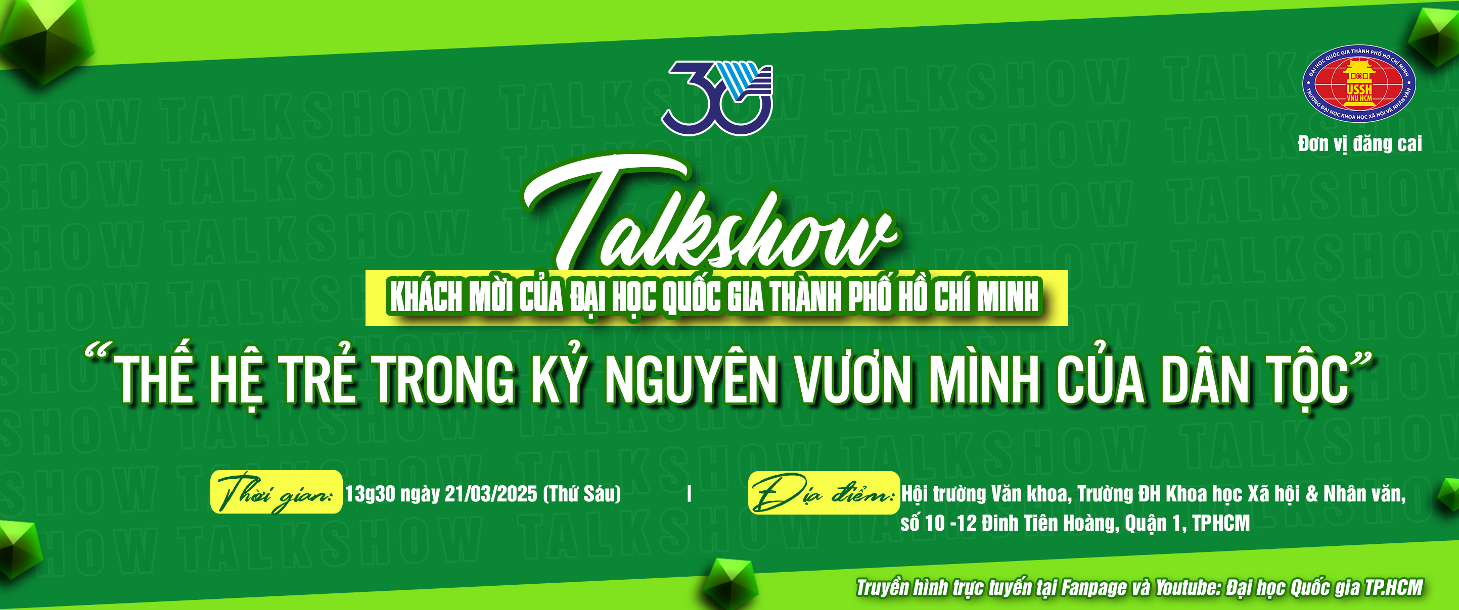 Chương trình Talkshow số 03 với chủ đề “Thế hệ trẻ trong kỷ nguyên vươn mình của dân tộc".